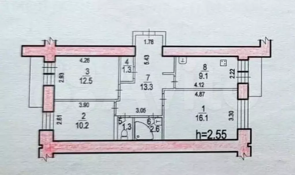 3-к. квартира, 66,4 м, 10/12 эт. - Фото 0