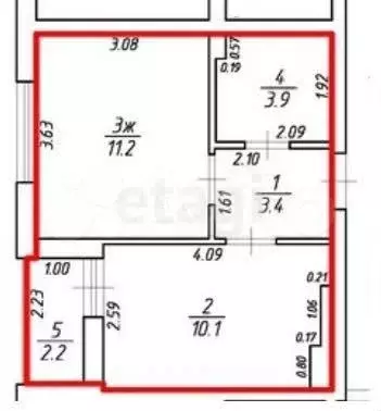 1-к. квартира, 30 м, 7/9 эт. - Фото 0