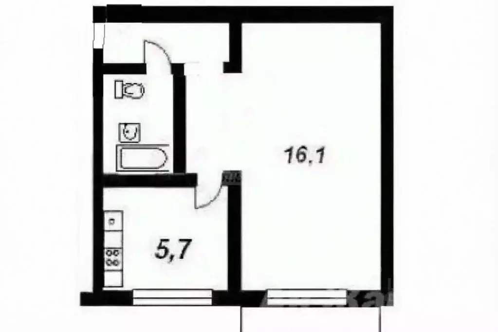 1-к кв. Тульская область, Тула ул. Калинина, 6к2 (43.3 м) - Фото 2