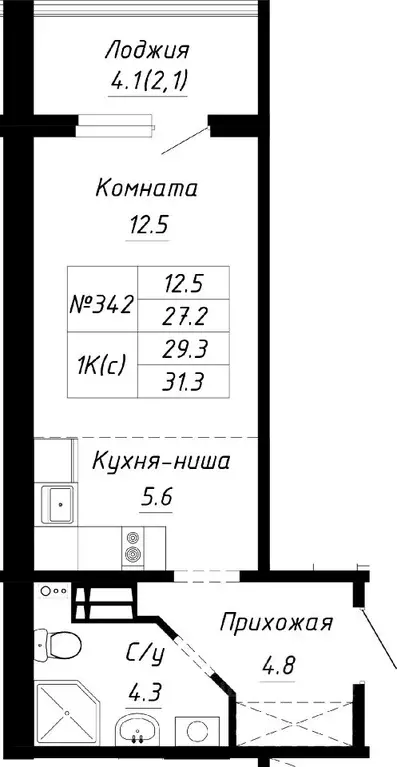 1-к кв. Алтайский край, Барнаул ул. Им. Анатолия Мельникова, 1 (29.3 ... - Фото 0