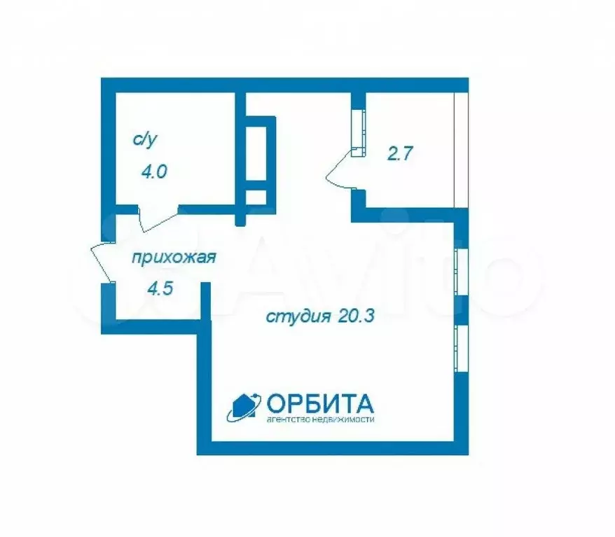 Квартира-студия, 28,4 м, 4/19 эт. - Фото 0