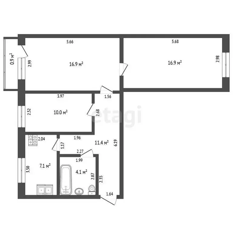 3-комнатная квартира: Чита, улица Евгения Гаюсана, 32Б (66.4 м) - Фото 0