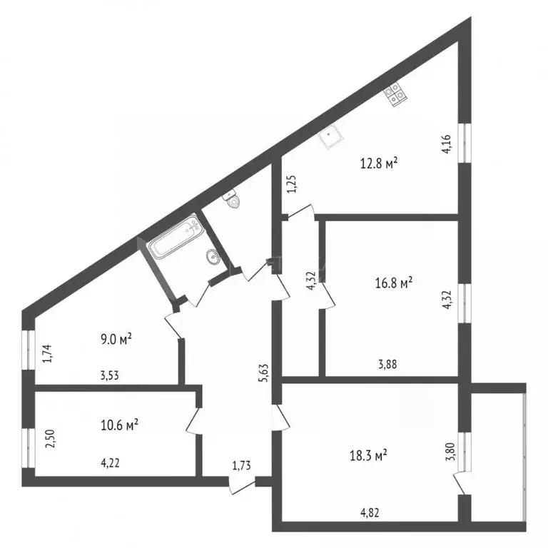 4-к кв. Тюменская область, Тюмень Ставропольская ул., 5 (90.0 м) - Фото 1