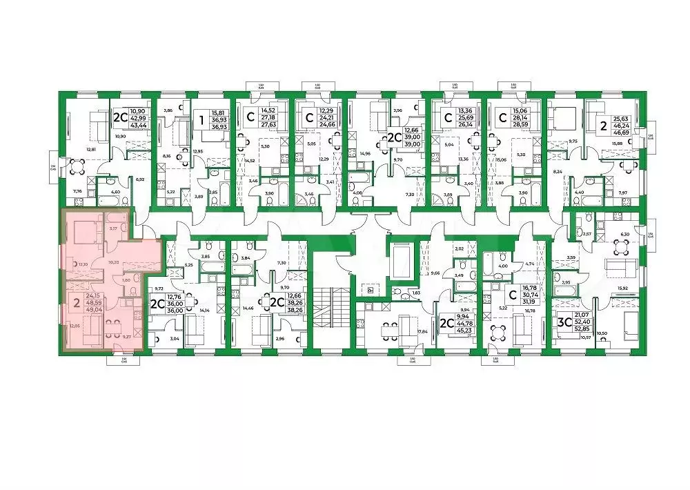 2-к. квартира, 49 м, 6/9 эт. - Фото 1