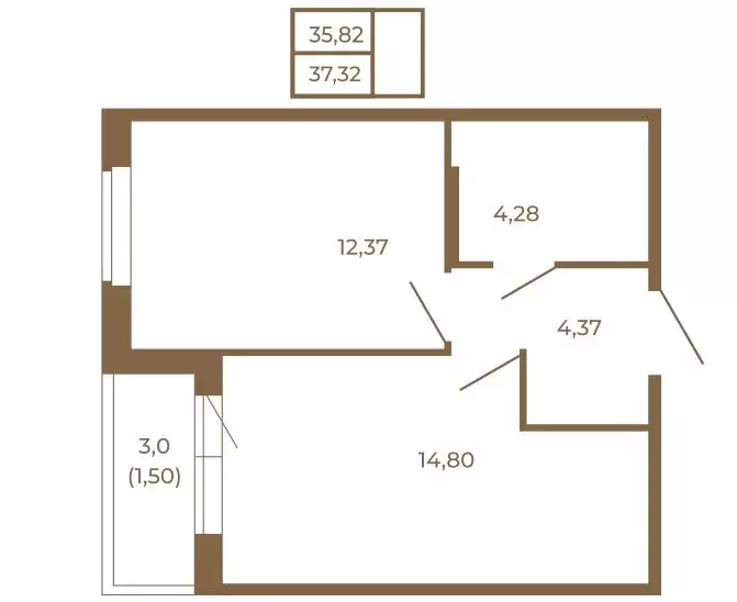 1-комнатная квартира: Сертолово, ЖК Новая История (37.32 м) - Фото 2