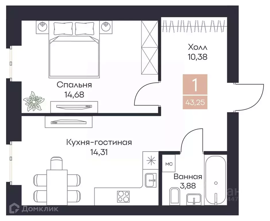 1-к кв. Рязанская область, Рязанский район, Полянское с/пос, с. Поляны ... - Фото 0