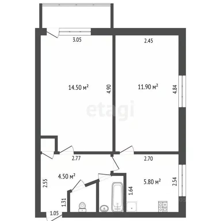 2-к кв. Ростовская область, Азов Азовский район, ул. Ленина, 40 (40.0 ... - Фото 1