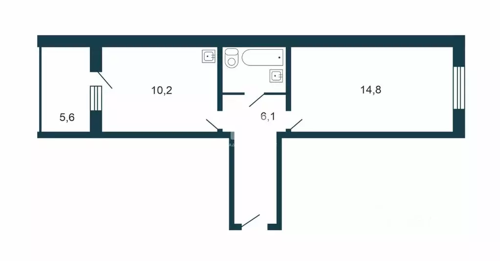 1-к кв. Новосибирская область, Обь Октябрьская ул., 10 (41.1 м) - Фото 2
