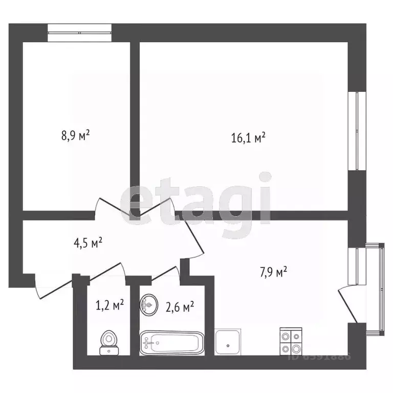 2-к кв. Тульская область, Белев Рабочая ул., 93 (42.4 м) - Фото 1