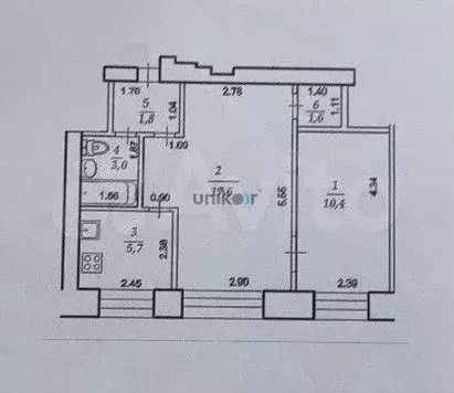 2-к. квартира, 40,1 м, 1/4 эт. - Фото 0