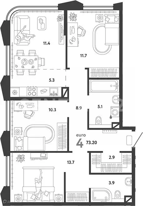 Продаётся 3-к квартира, 73.2 м - Фото 1