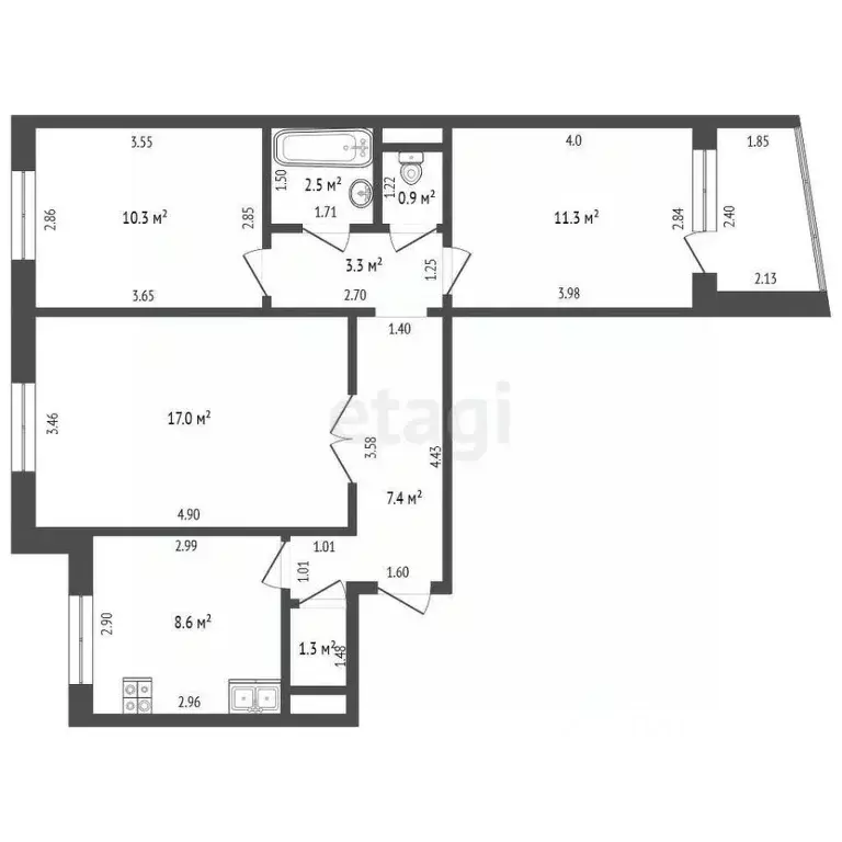 3-к кв. Тамбовская область, Тамбов Студенецкая набережная ул., 33 ... - Фото 1