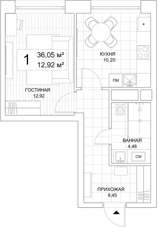 1-комнатная квартира: Москва, Береговой проезд, 3 (35.9 м) - Фото 1