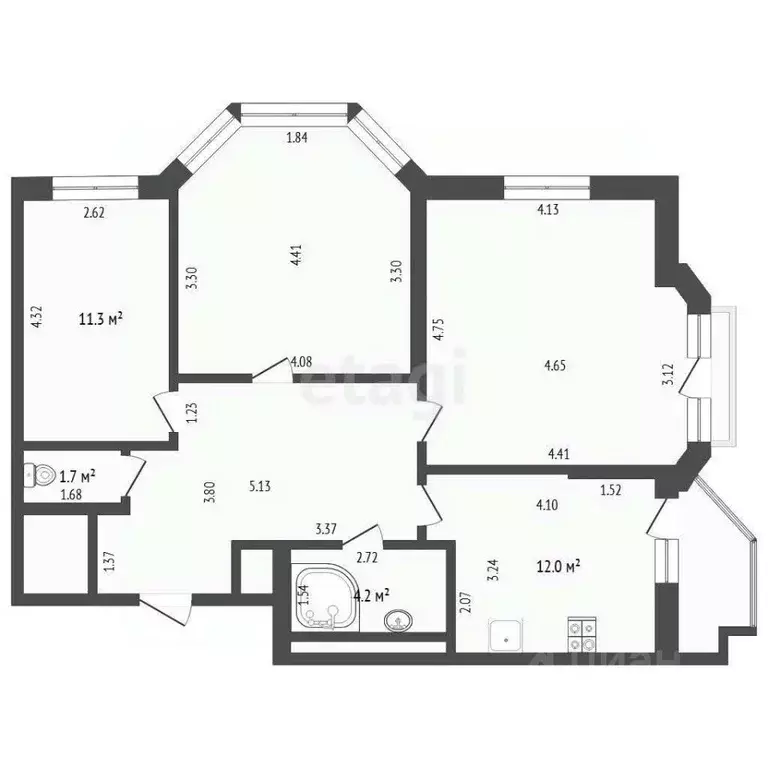 3-к кв. Тюменская область, Тюмень Первомайская ул., 50 (84.0 м) - Фото 2