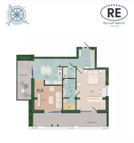 2-к. квартира, 80 м, 9/10 эт. - Фото 1