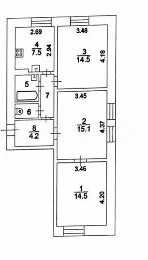 3-к. квартира, 64 м, 1/3 эт. - Фото 0