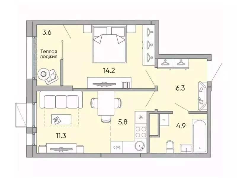 2-к кв. Забайкальский край, Чита Хороший мкр, 14 (46.4 м) - Фото 1