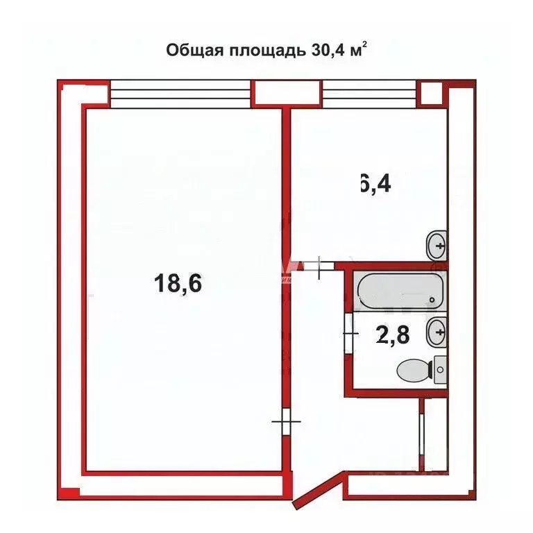 1-к кв. Челябинская область, Челябинск ул. Кирова, 9к6 (30.4 м) - Фото 2