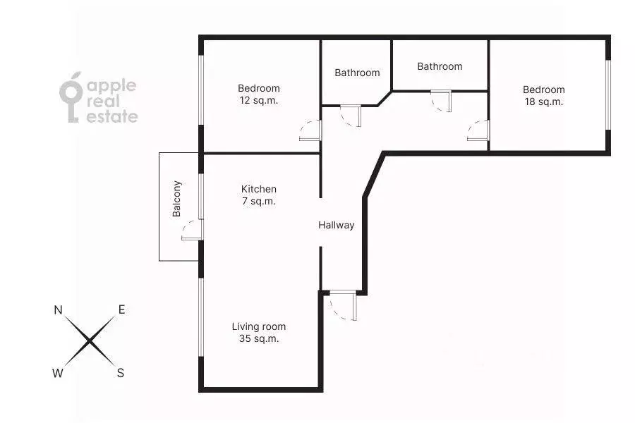 Квартира, 3 комнаты, 79.4 м - Фото 1