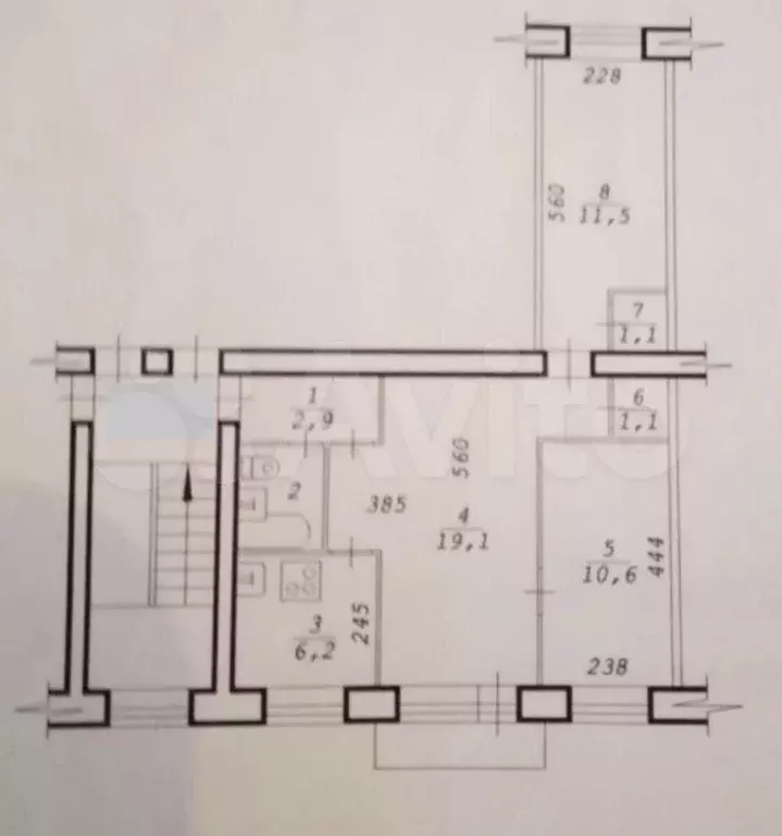 3-к. квартира, 55,4 м, 5/5 эт. - Фото 0