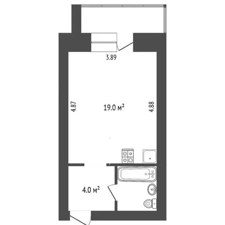 Квартира-студия: Вологда, улица Гагарина, 70 (26 м) - Фото 1