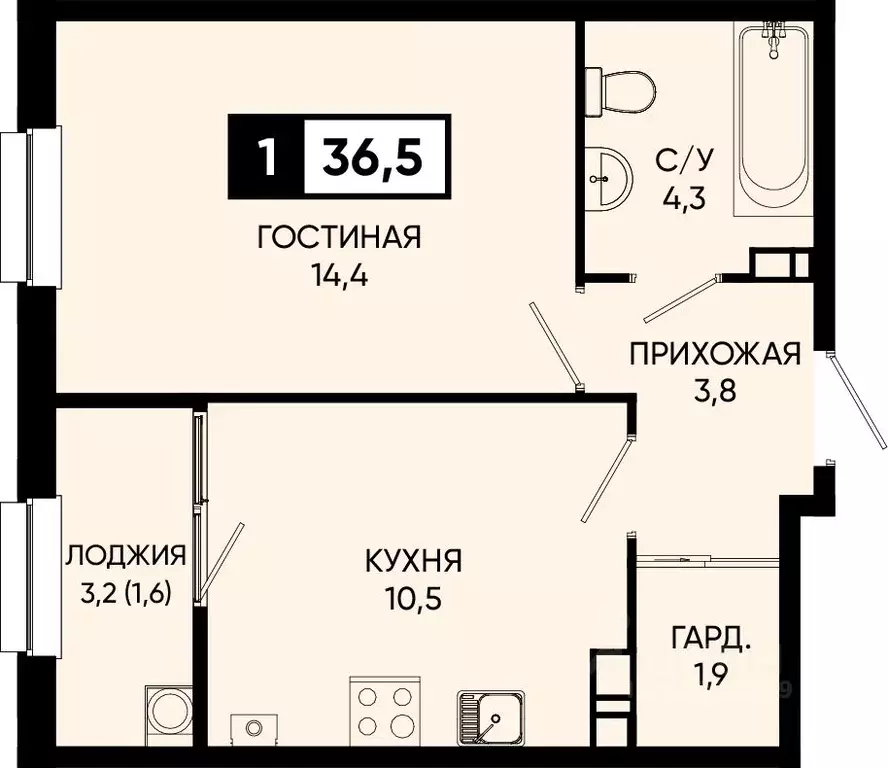 1-к кв. Ставропольский край, Кисловодск городской округ, пос. ... - Фото 0