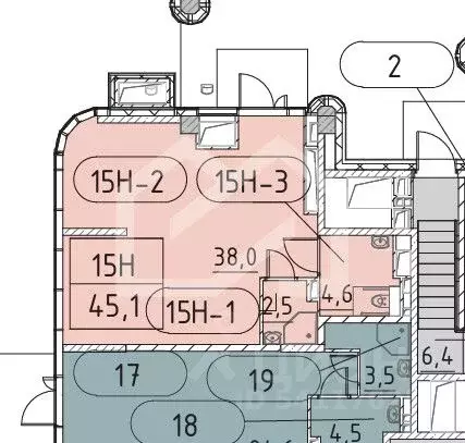 Торговая площадь в Москва Марк жилой комплекс, к1 (45 м) - Фото 2