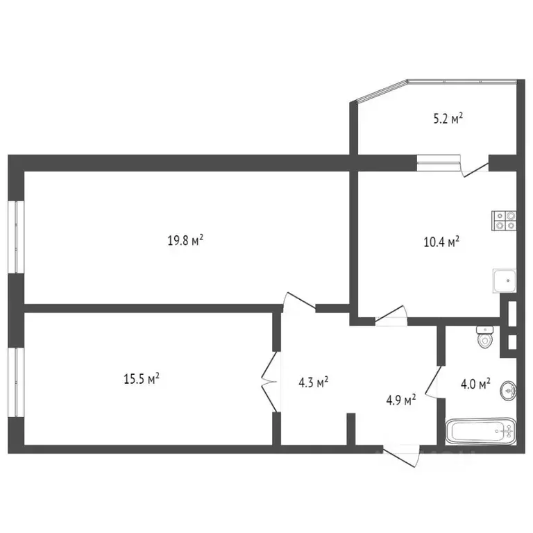 2-к кв. Ханты-Мансийский АО, Сургут ул. Семена Билецкого, 2 (67.9 м) - Фото 1