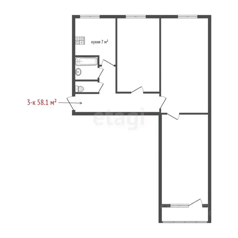 3-к кв. Свердловская область, Сысертский муниципальный округ, пос. ... - Фото 2