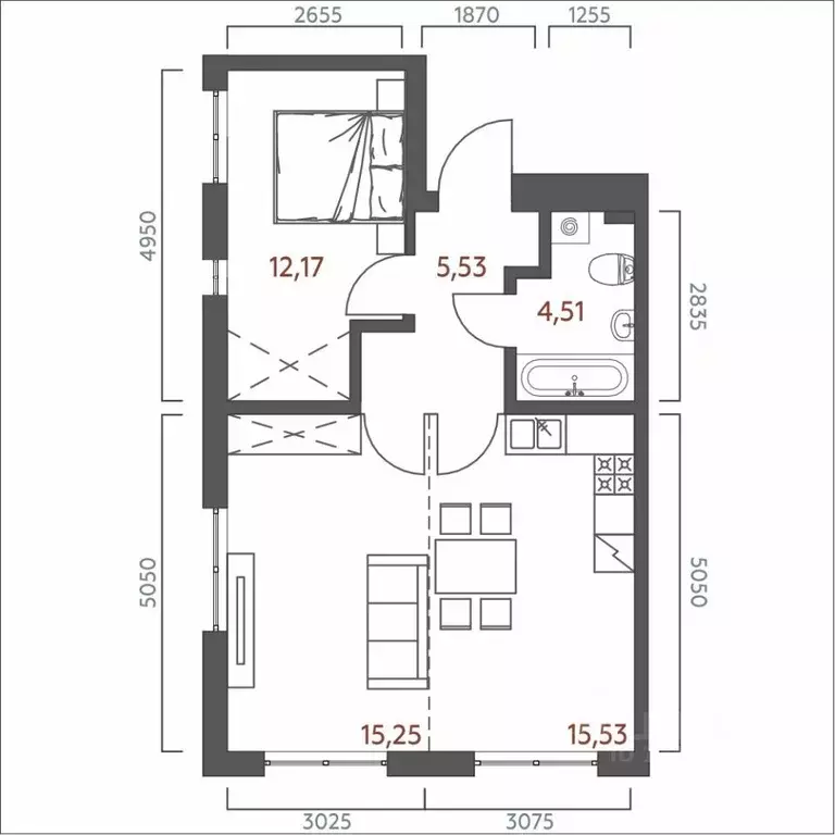 2-к кв. Иркутская область, Иркутск Дальневосточная ул., 46А (52.99 м) - Фото 0