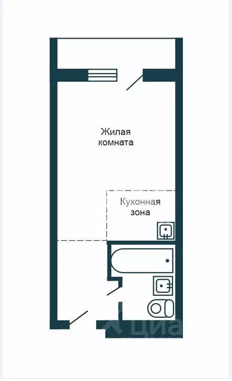 Студия Новосибирская область, Обь Октябрьская ул., 3 (19.0 м) - Фото 2