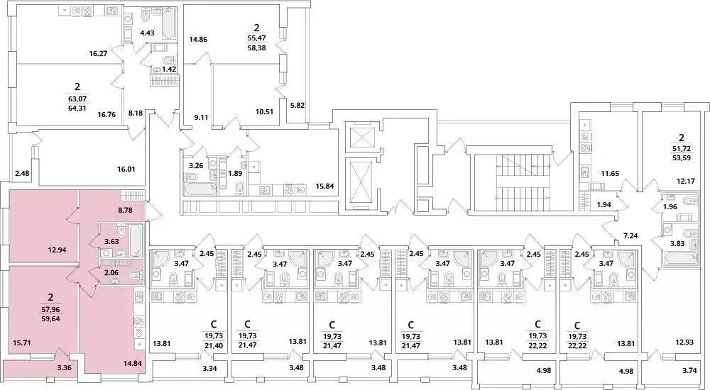 2-к кв. Санкт-Петербург Кубинская ул., 82к3с1 (59.64 м) - Фото 1