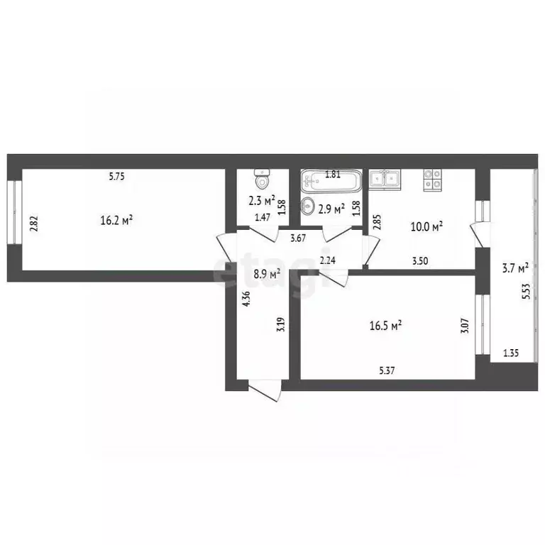 2-к кв. Марий Эл, Йошкар-Ола ул. Петрова, 27 (60.5 м) - Фото 0
