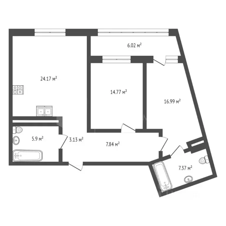 2-к кв. Тюменская область, Тюмень ул. Николая Машарова, 10 (86.2 м) - Фото 2