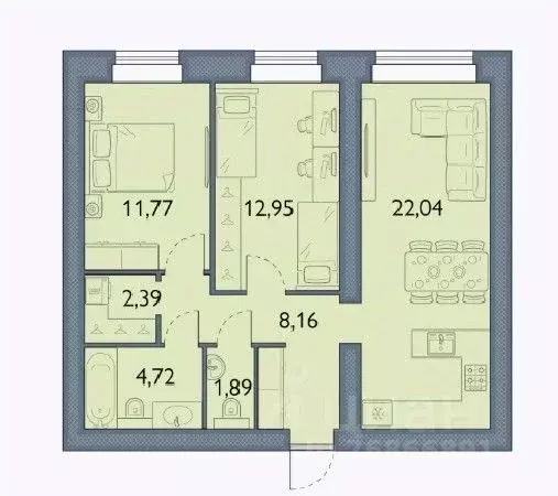 2-к кв. Брянская область, Брянский район, пос. Мичуринский, ... - Фото 1