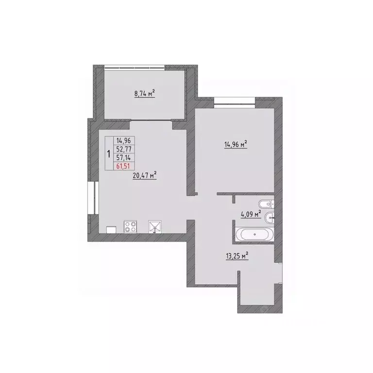 1-к кв. Ивановская область, Иваново Кооперативная ул., 3 (61.51 м) - Фото 1