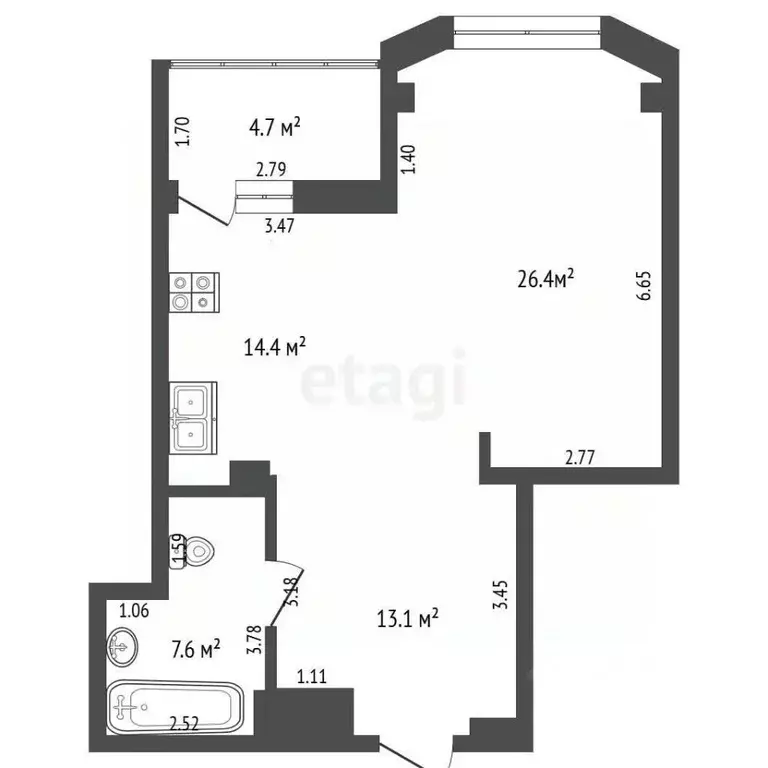 Студия Ростовская область, Ростов-на-Дону Кировский просп., 69 (61.5 ... - Фото 2