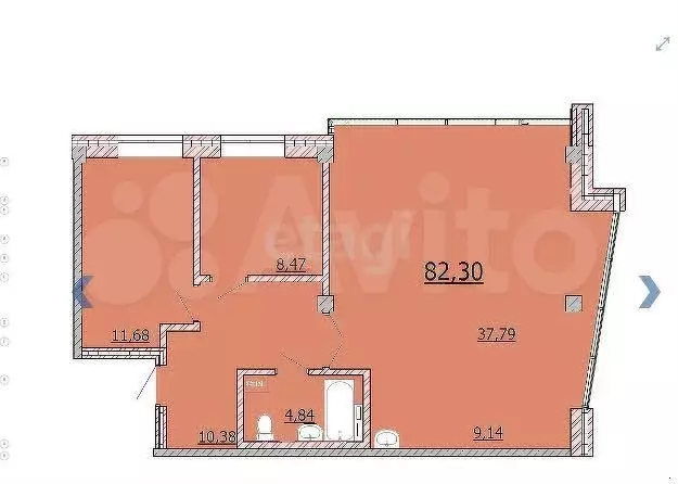 3-к. квартира, 81,9 м, 5/9 эт. - Фото 0