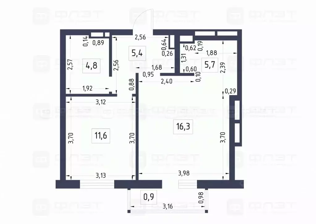 2-к кв. Татарстан, Казань ул. Архитектора Гайнутдинова, 22 (44.2 м) - Фото 1