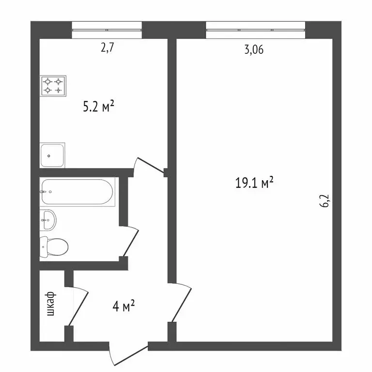 1-комнатная квартира: Омск, Средняя улица, 5/1 (30 м) - Фото 1