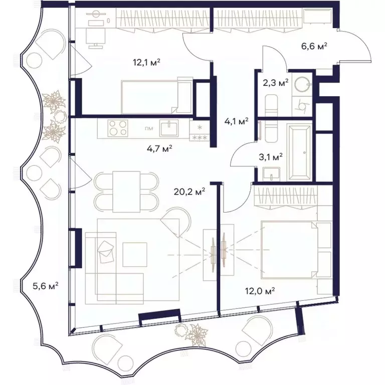 2-к кв. Москва Союз жилой комплекс, к3 (70.7 м) - Фото 0