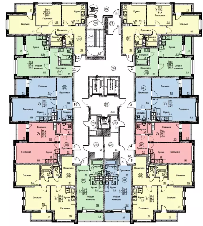 2-к квартира, 42.6 м - Фото 1