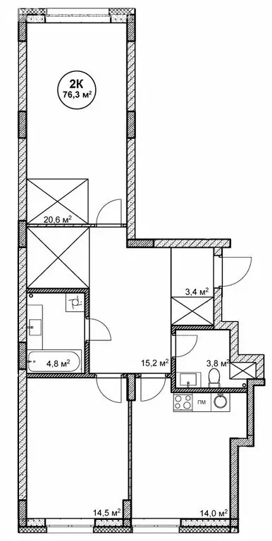 2-комнатная квартира: Нижний Новгород, посёлок Cовхоза Цветы (76.3 м) - Фото 0