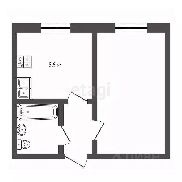 1-к кв. Новгородская область, Боровичи Международная ул., 6 (30.6 м) - Фото 1