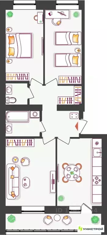 3-к кв. Самарская область, Тольятти ул. Владимира Высоцкого (68.57 м) - Фото 1