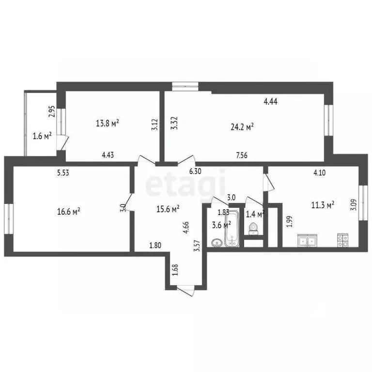 3-к кв. Московская область, Одинцово ул. Маршала Жукова, 23к2 (89.5 м) - Фото 1