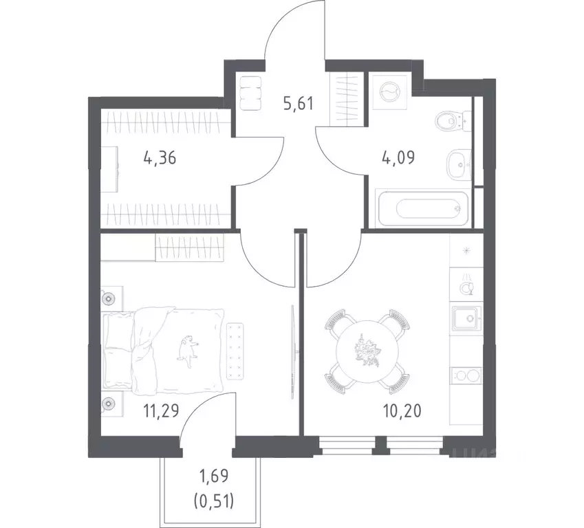 1-к кв. Московская область, Королев Юбилейный мкр, Космический Квартал ... - Фото 1