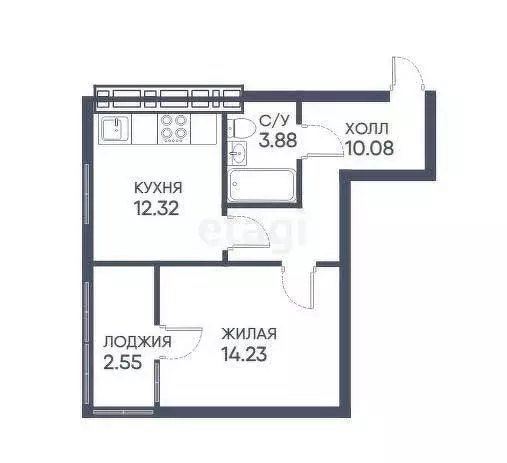 1-комнатная квартира: Калининградская область, Гурьевск (43.6 м) - Фото 0