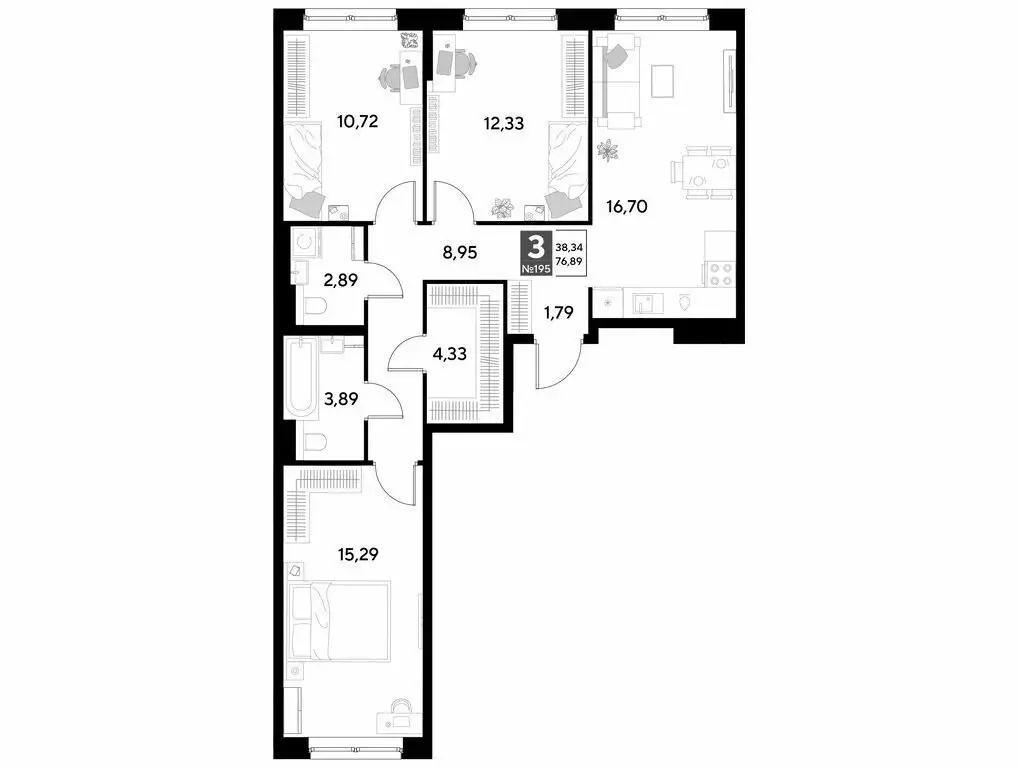 3-комнатная квартира: Калуга, улица Болдина, 22/1 (76.89 м) - Фото 0