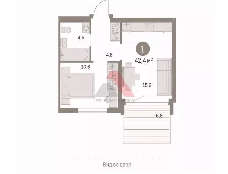 1-к кв. Новосибирская область, Новосибирск Большевистская ул., 43/2С ... - Фото 0